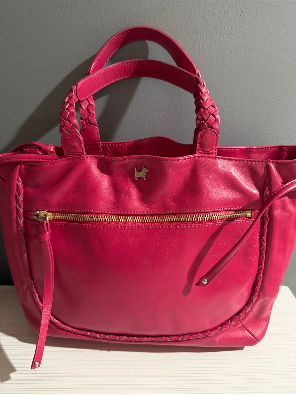 hot pink Radley London leather handbag